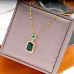 zircon green and red crystal necklace for female