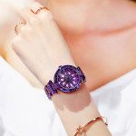 Explosive Creative Rotating Dial Ladies Watch Lazy Magnet Buckle Quartz Watch(Purple)