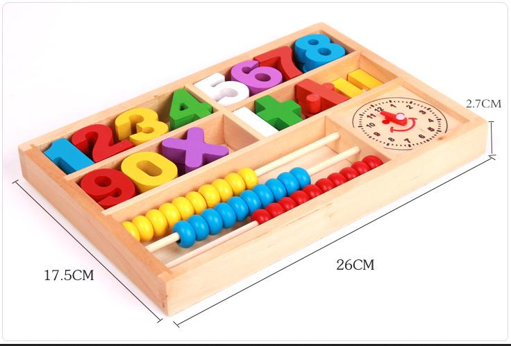 Digital educational mathematics learning box with abacus beads & clock for kids