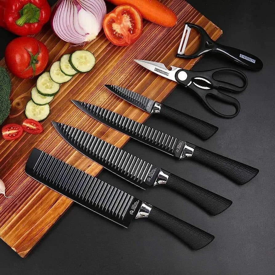 Stainless Steel Kitchen Zepter (Black) -6 Pcs Set