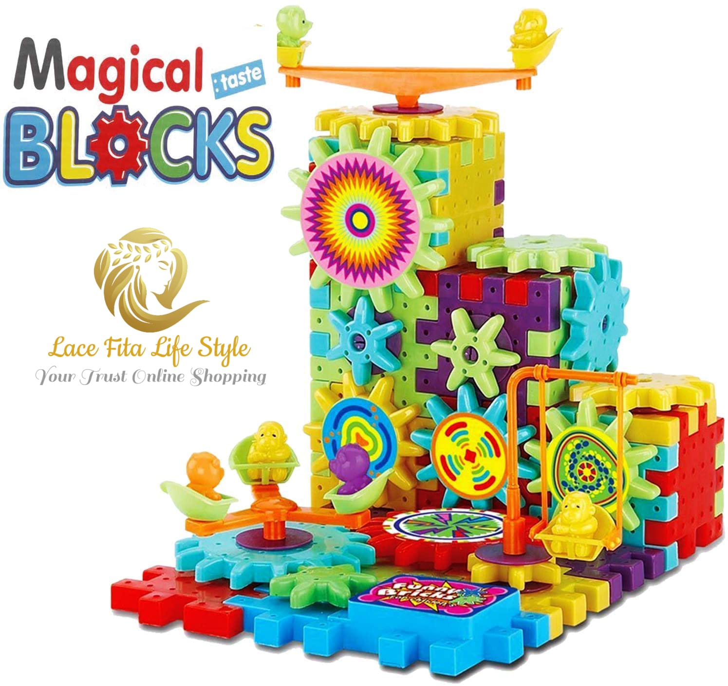 FunBlast Magical Blocks - Magical Building Blocks 3D Magic Play Stacking Set DIY for Brain Development Educational Logo City 101 Pcs