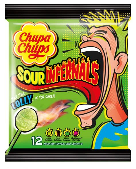 Chupa Chups Sour Infernals Lollipops 12pcs 114g