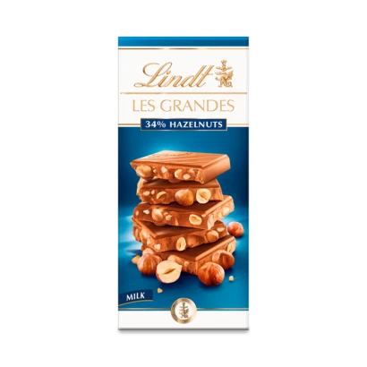 Lindt Les Grandes Milk Chocolate Hazelnuts 150g