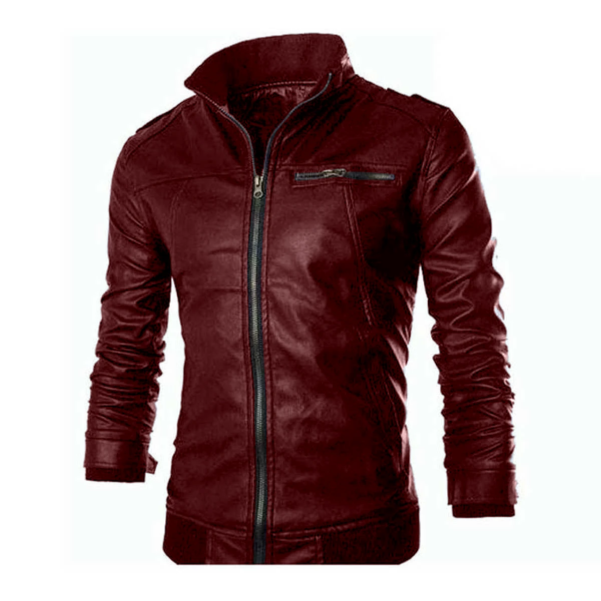 Bikers Full Artificial Leather Jacket - Marun color