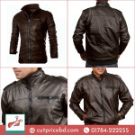 Bikers Full Artificial Leather Jacket - Coffy color