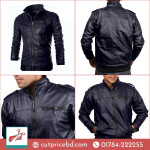 Bikers Full Artificial Leather Jacket - Blue color