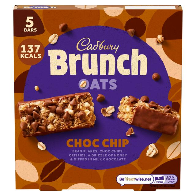 Cadbury Brunch Oats Chocolate Chip Cereal Bar 5 Pack 160g