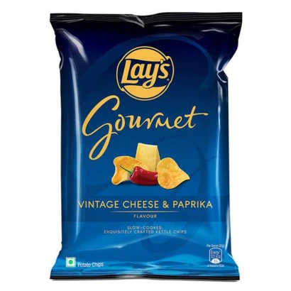 Lays Gourmet Kettle Chips  Vintage Cheese & Paprika Flavour Premium  Slow- Cooked Potato Chips 40g