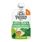 Piccolo Organic Pear, Apple & Spring Greens 4+ Months 100g