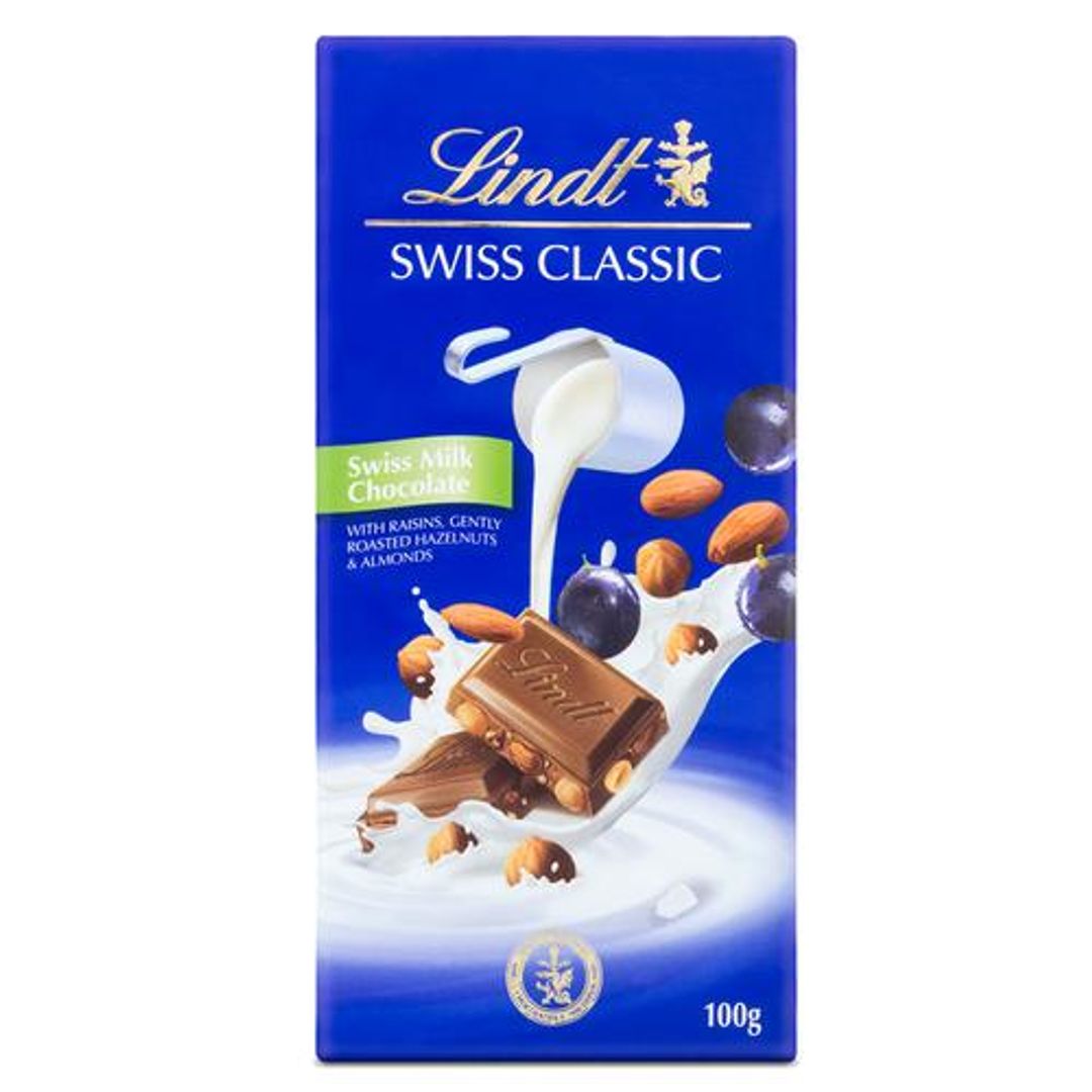 Lindt Swiss Classic Milk Raisins Hazelnuts Almonds 100g