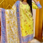 PURE KHADDI COTTON SCREEN PRINT  STITCH 3PIC